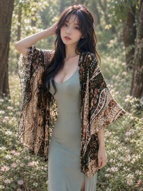 Falling Leaves + Wanderlust Dreams blooming boho floral flowy kimono cardigan